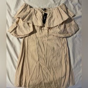 Lulu’s Tan puffy sleeve mini dress